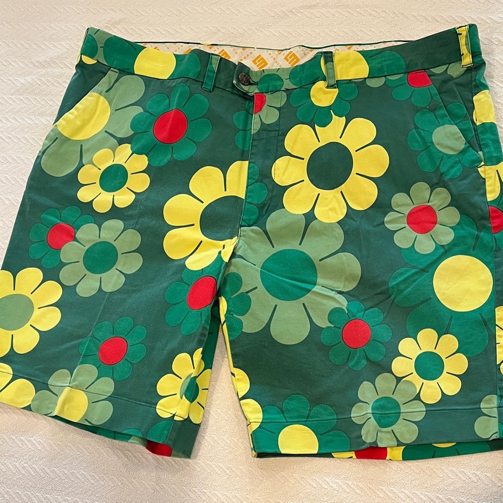 Loudmouth Green and Yellow Floral Shorts “Augusta Magic”